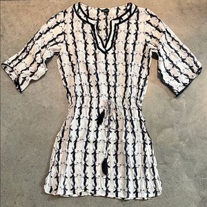 Talbots Black and White Patterned Mermaid Tunic M